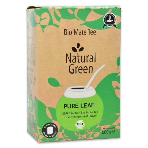 Bio Mate Tee Natural Green PURE LEAF (500g) Mate Tee ohne Stängel (frisch & ungeräuchert)