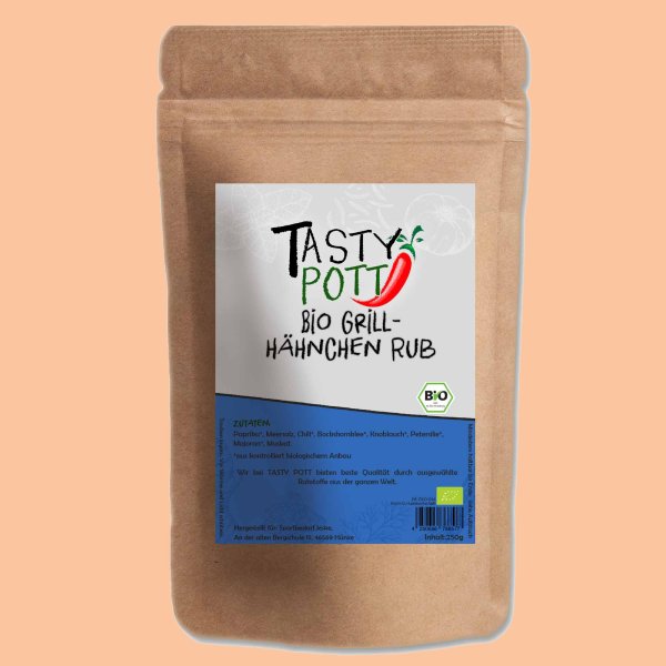 Tasty Pott Bio Grillhähnchen Rub Gewürzmischung Nachfüllbeutel 250g