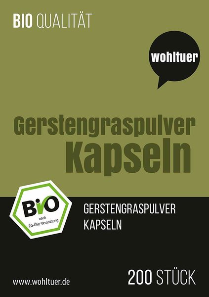 Wohltuer Bio Gerstengras Kapseln Hochwertig natürlich 200 Stück