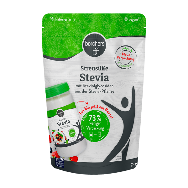 borchers Stevia Streusüße Alternative zu Zucker Kalorienarm Süßungsmittel 2x 75g