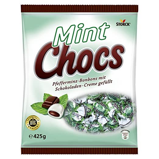 Mint Chocs – 1 x 425g – Pfefferminz-Bonbons mit Schokoladencreme-Füllung