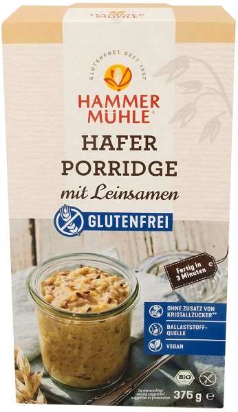 Hammermühle Hafer Porridge mit Leinsamen glutenfrei bio 375g