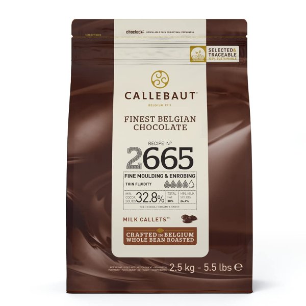 CALLEBAUT Receipe No. 2665 - Kuvertüre Callets, Vollmich Schokolade, 32,8% Kakao (2500g)