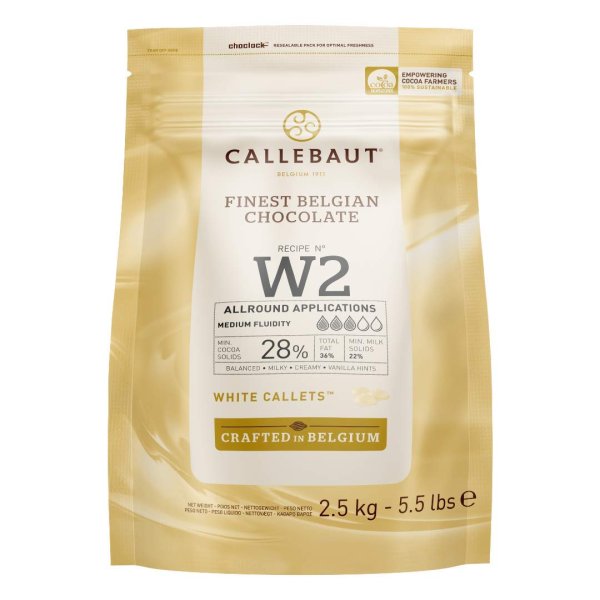 Callebaut, Kuvertüre Callets, weiße Schokolade28%Kakao(2,5Kg)