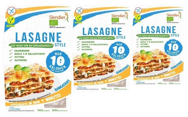 Slendier Basische Konjak Lasagne - Shirataki (6er Pack - Bio)